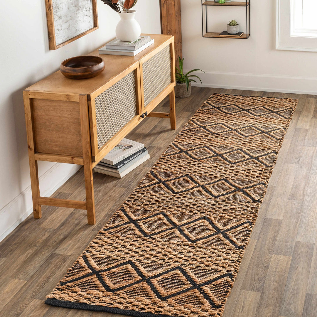 Foxrock Tan And Black Modern Style Hand Woven Area Rug - The Rug Decor