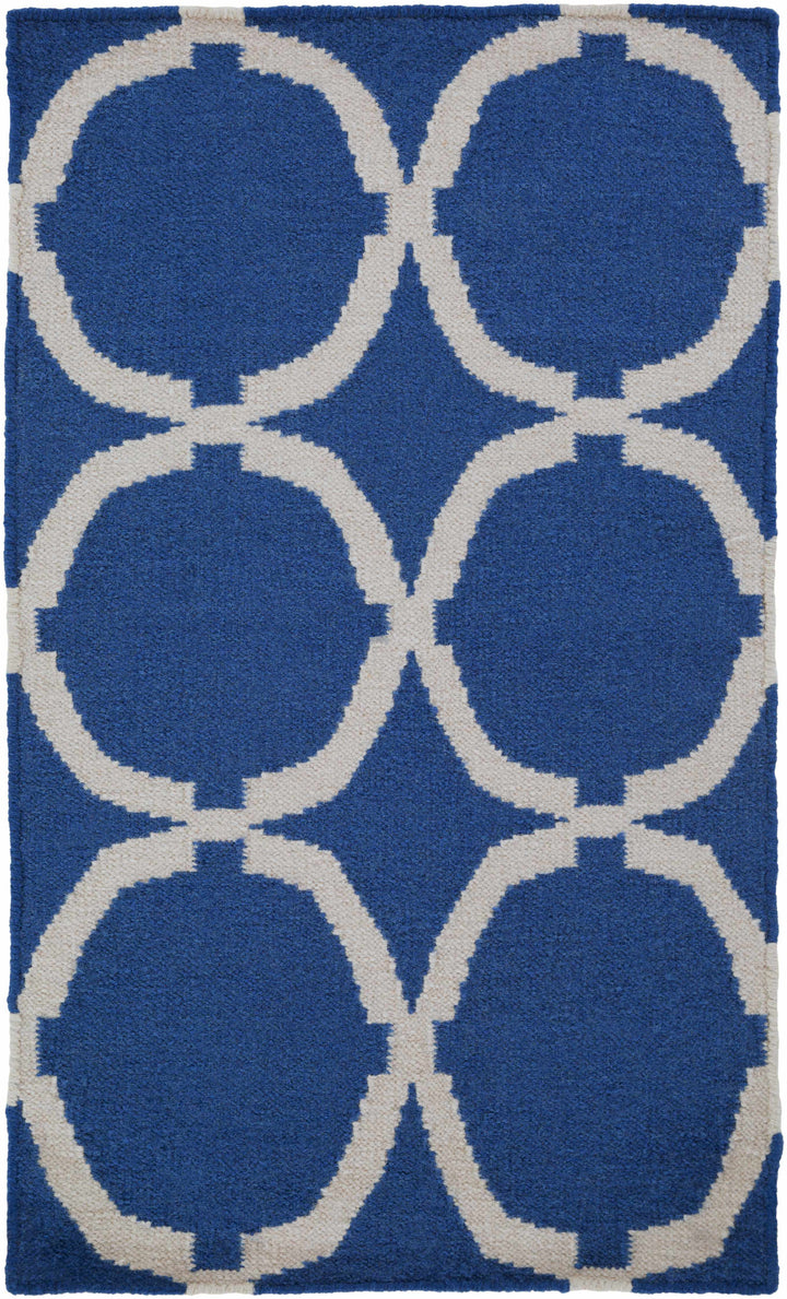 Fraserburgh Contemporary Geometrical Blue Hand Woven Area Rug