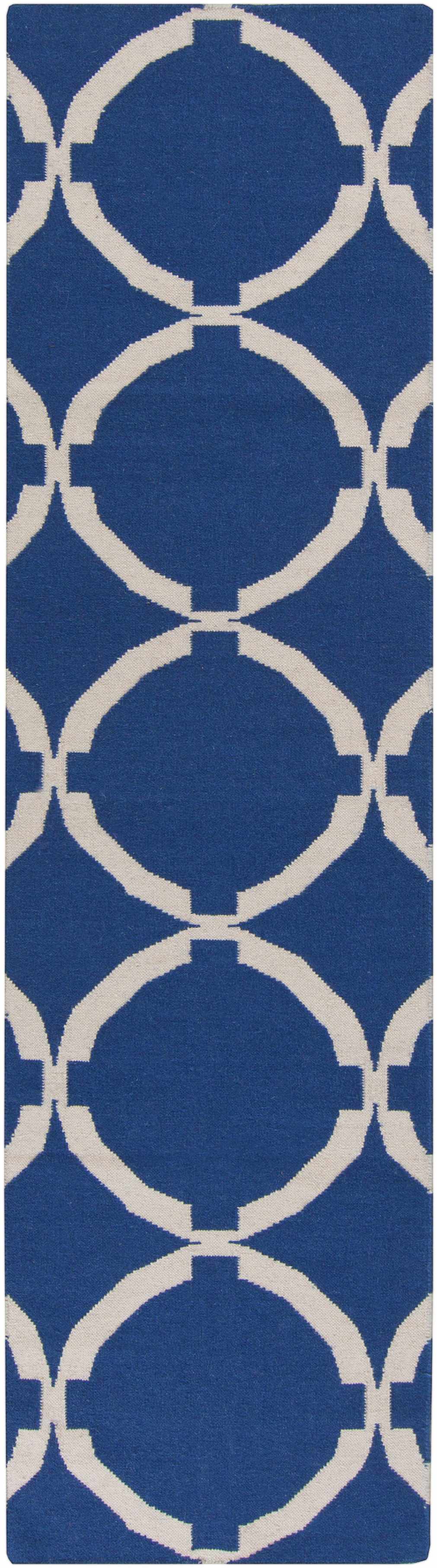 Fraserburgh Contemporary Geometrical Blue Hand Woven Area Rug