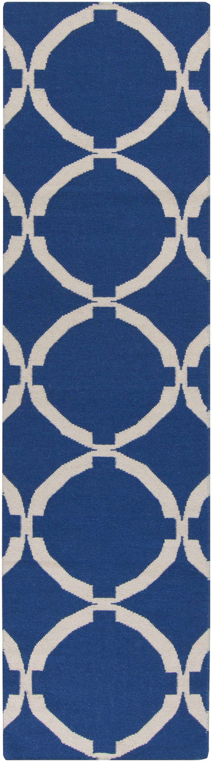 Fraserburgh Contemporary Geometrical Blue Hand Woven Area Rug