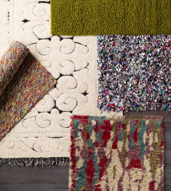 Frederika Modern Solid Olive Wool Shag Rug - The Rug Decor