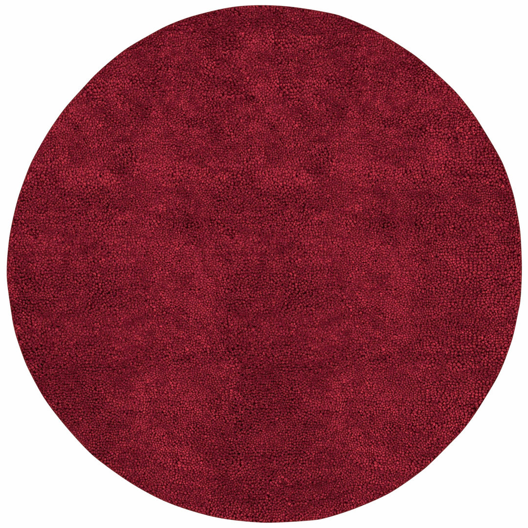 Frederika Solid Design Dark Red Hand Woven Wool Shag Rug - The Rug Decor