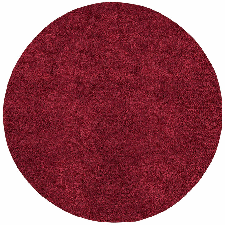 Frederika Solid Design Dark Red Hand Woven Wool Shag Rug - The Rug Decor
