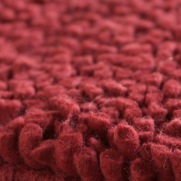 Frederika Solid Design Dark Red Hand Woven Wool Shag Rug - The Rug Decor