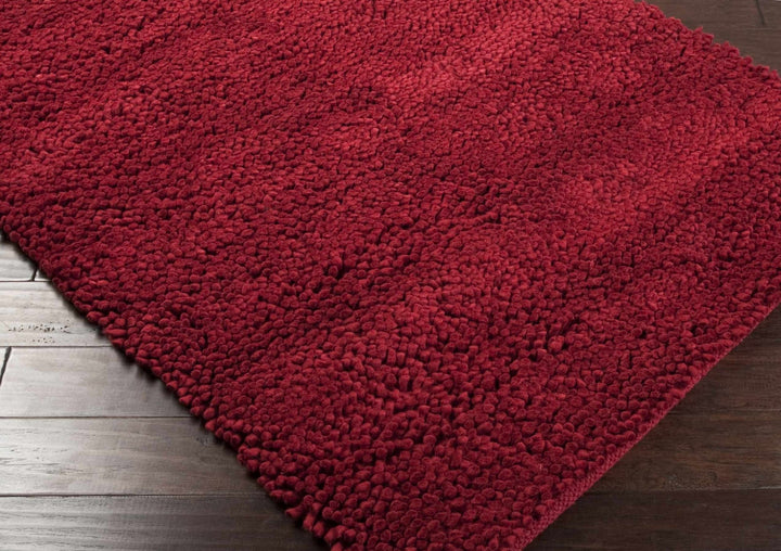 Frederika Solid Design Dark Red Hand Woven Wool Shag Rug - The Rug Decor