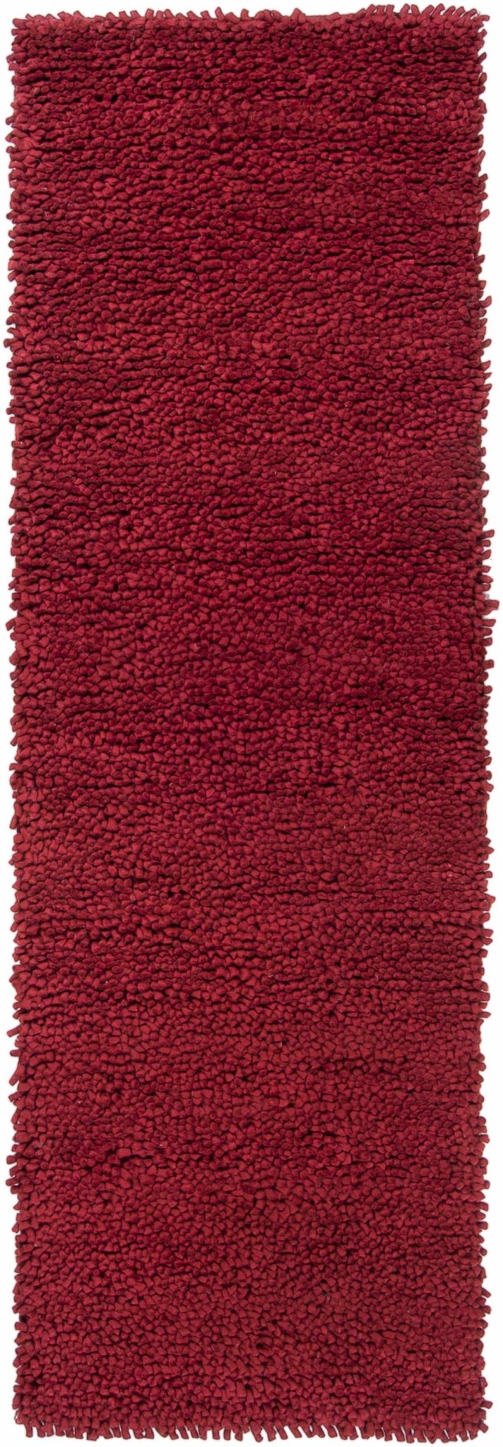 Frederika Solid Design Dark Red Hand Woven Wool Shag Rug - The Rug Decor