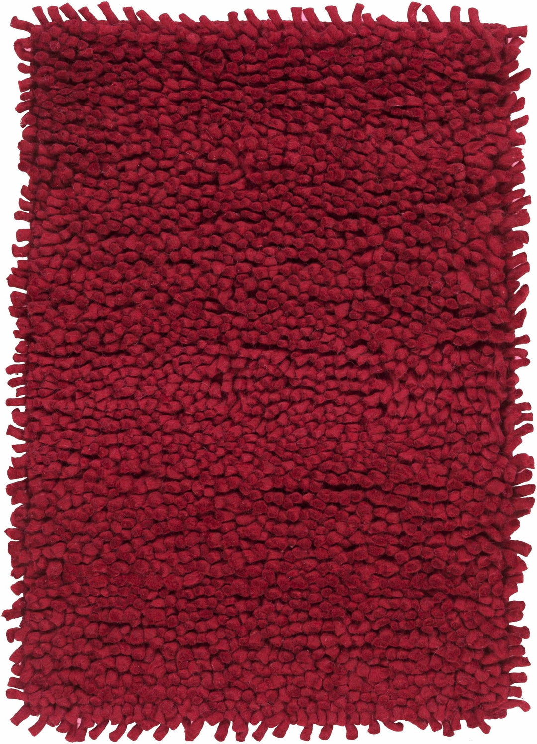 Frederika Solid Design Dark Red Hand Woven Wool Shag Rug - The Rug Decor