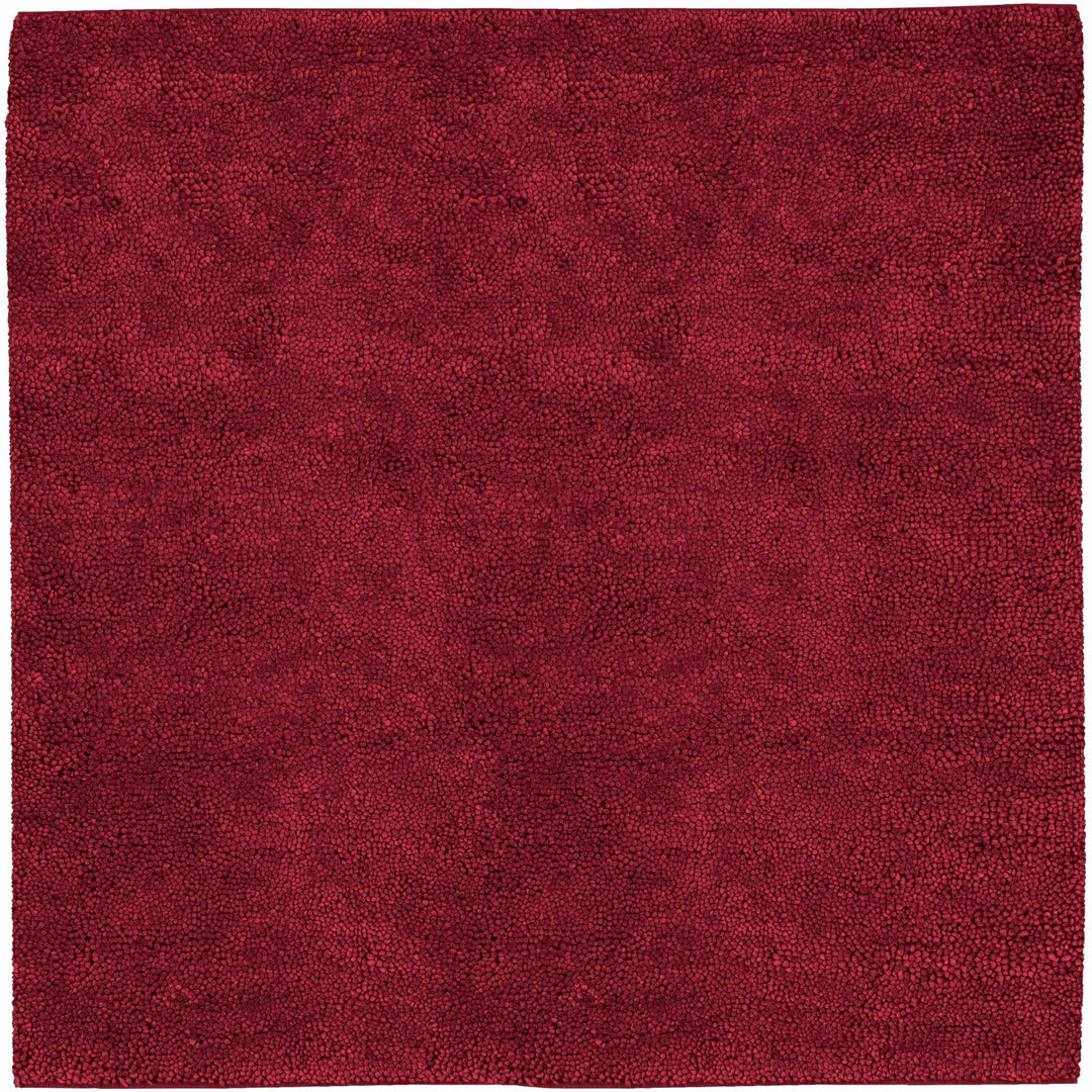 Frederika Solid Design Dark Red Hand Woven Wool Shag Rug - The Rug Decor