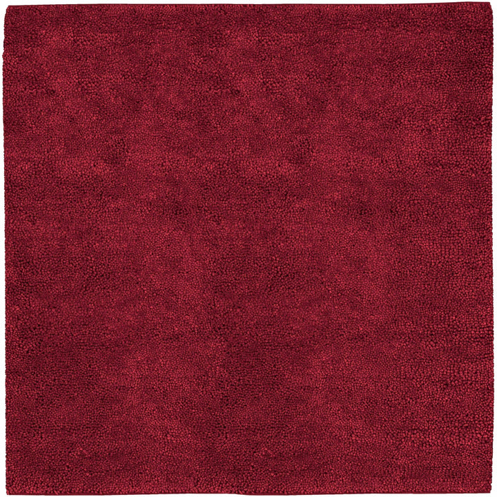 Frederika Solid Design Dark Red Hand Woven Wool Shag Rug - The Rug Decor
