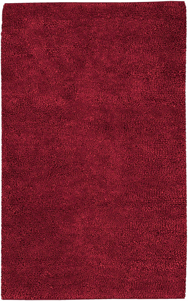Frederika Solid Design Dark Red Hand Woven Wool Shag Rug - The Rug Decor
