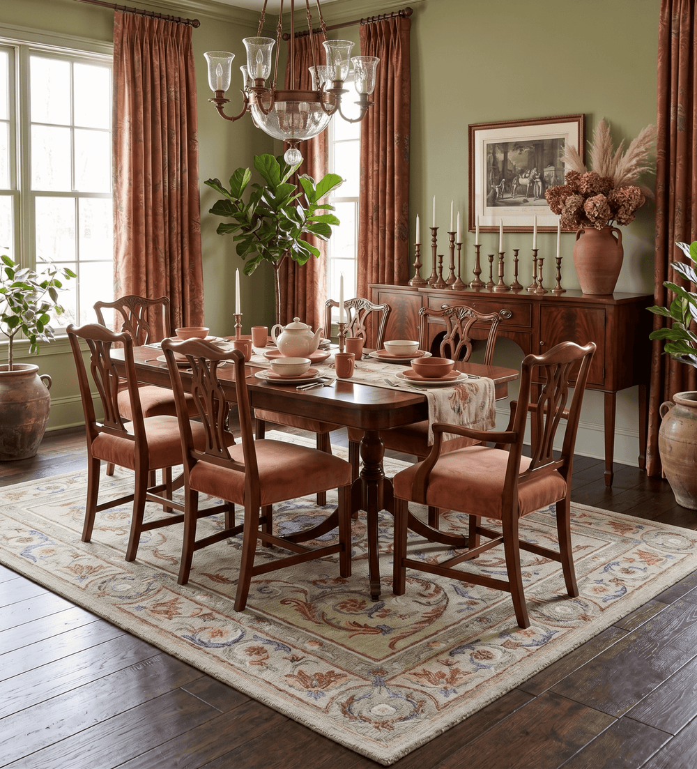 French Inspired Aubusson design Custom Made Beige, Brown and Blue Hand Tufted wool Area Rug - The Rug Decor