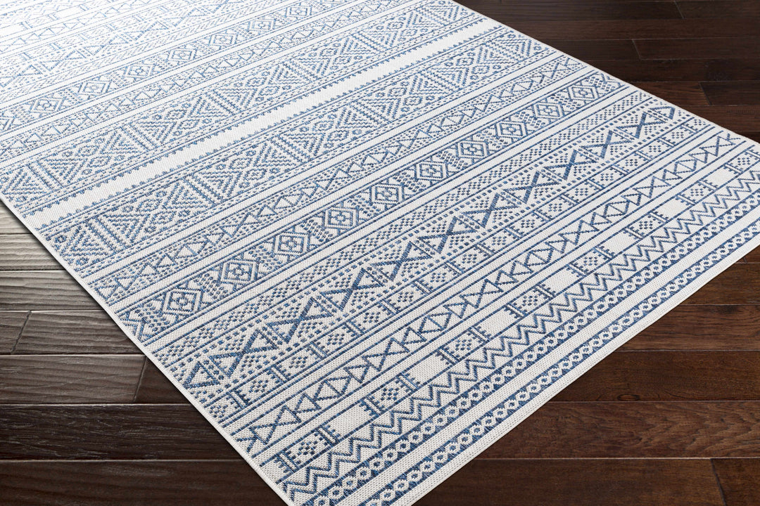 Freshwater Ivory And Blue Modern Style Outdoor Area Rug
