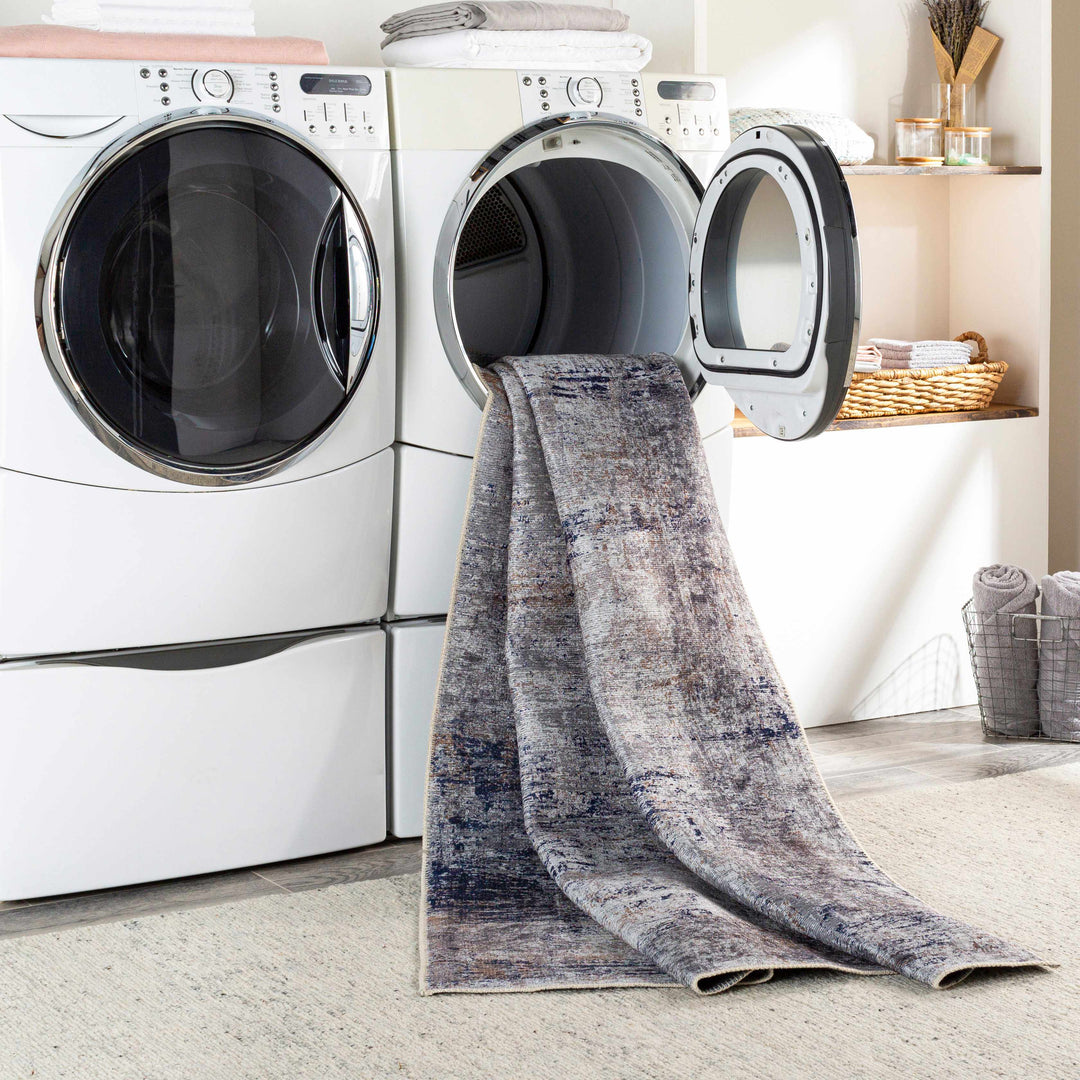 Fairplains Modern Abstract Design Blue Washable Area Rug