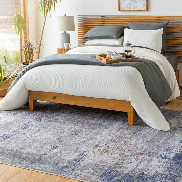 Fairplains Modern Abstract Design Blue Washable Area Rug