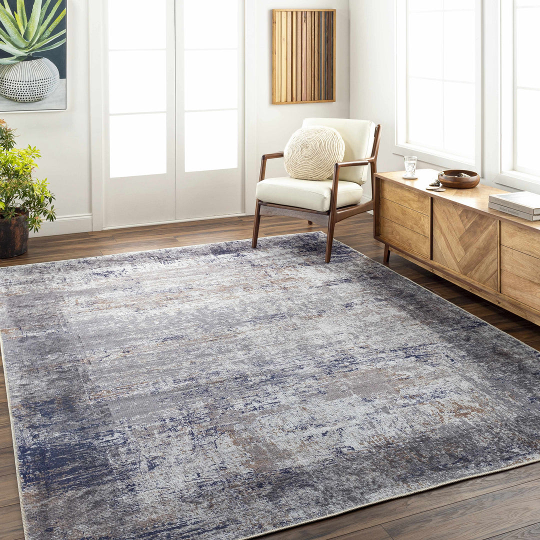 Fairplains Modern Abstract Design Blue Washable Area Rug