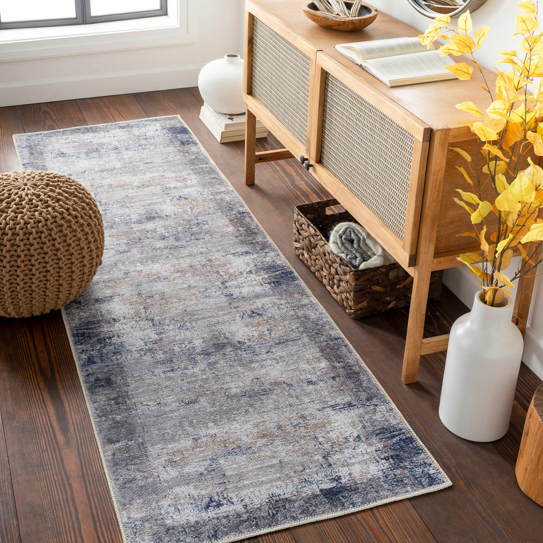 Fairplains Modern Abstract Design Blue Washable Area Rug