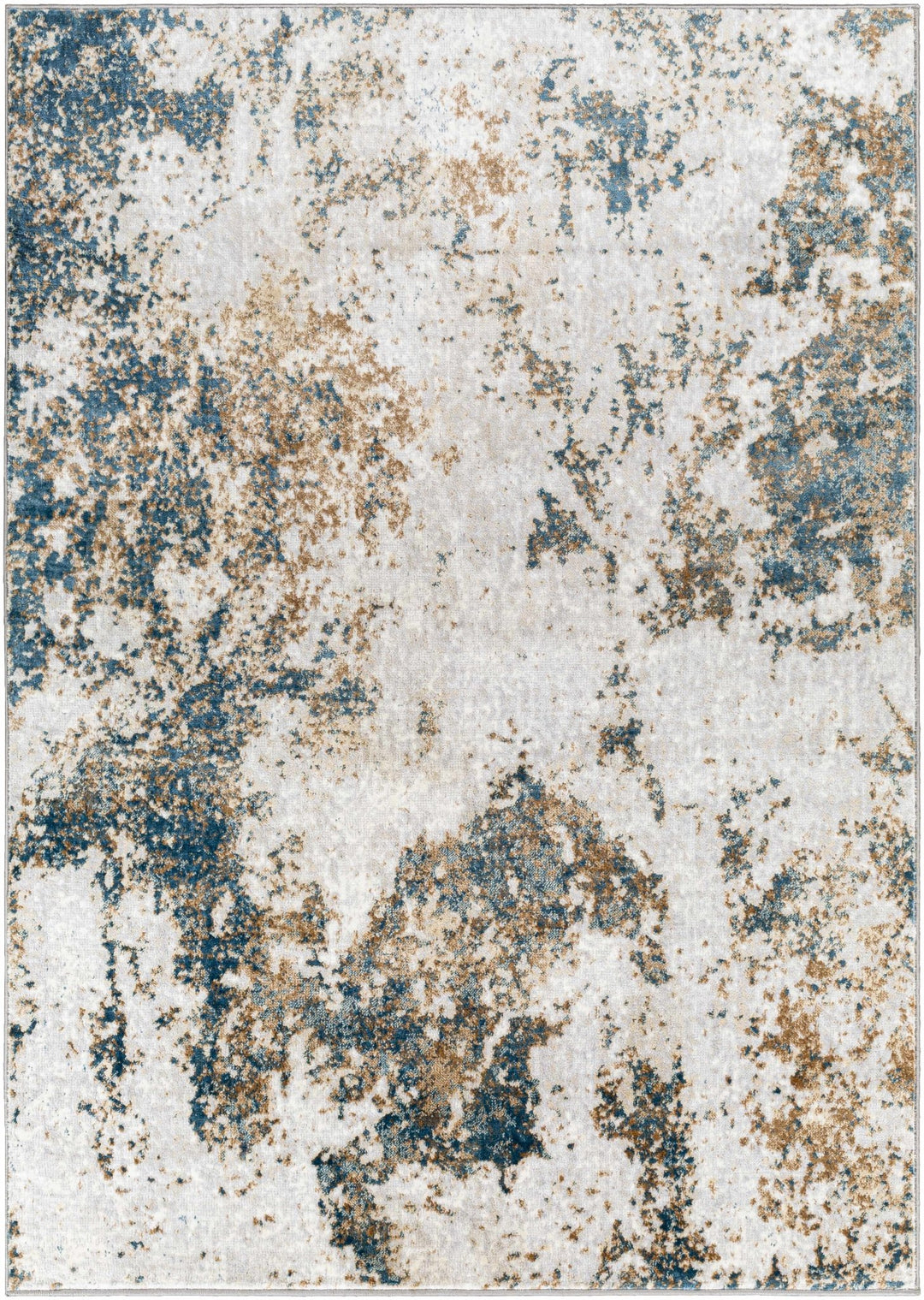 Fruitfulvale Ivory And Blue Modern Abstract Design Area Rug - The Rug Decor
