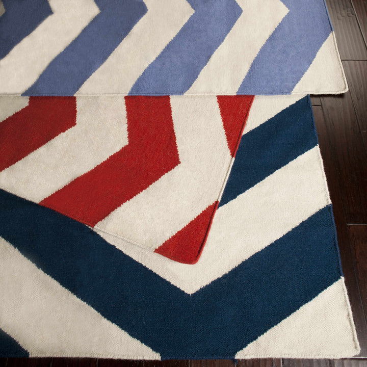Lerona Contemporary Geometrical Blue And White Hand Woven Area Rug