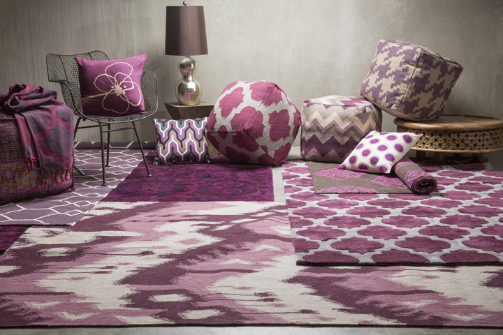 Doran Contemporary Style Brown And Pink Wool Area Rug