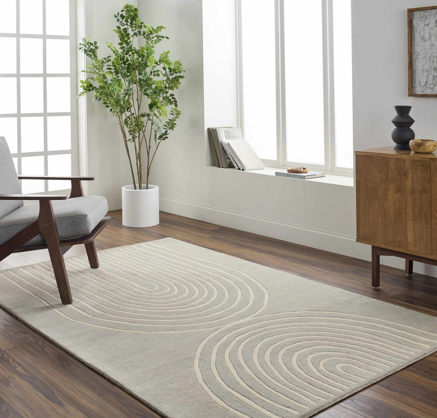 Fuat Contemporary Beige And Gray Hand Tufted Wool Rug - The Rug Decor