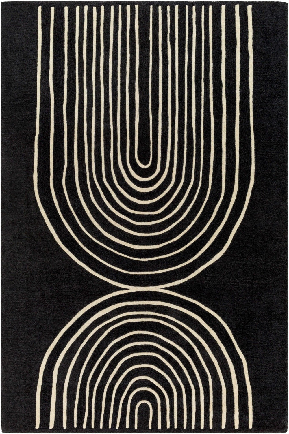Fuat Contemporary Black And Beige Wool Rug - The Rug Decor