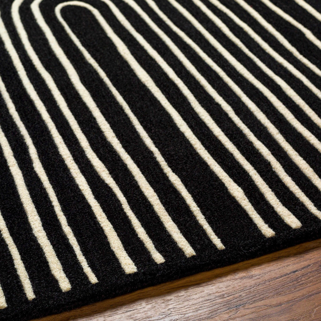 Fuat Contemporary Black And Beige Wool Rug - The Rug Decor