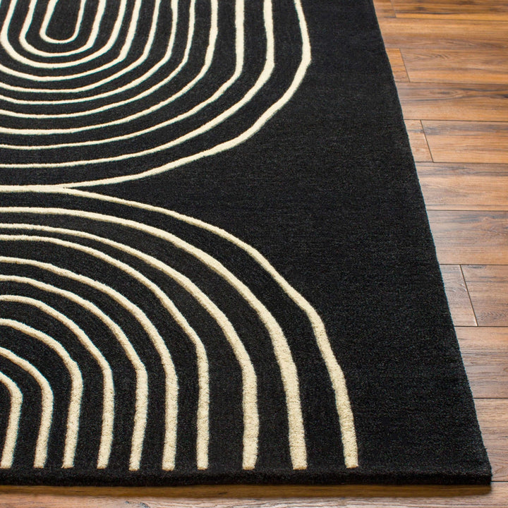 Fuat Contemporary Black And Beige Wool Rug - The Rug Decor