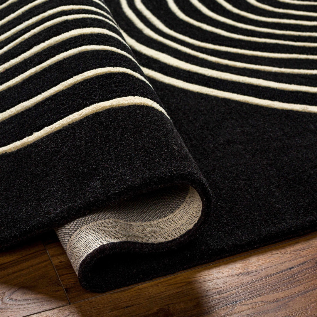 Fuat Contemporary Black And Beige Wool Rug - The Rug Decor