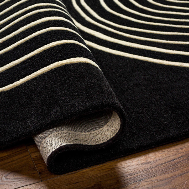 Fuat Contemporary Black And Beige Wool Rug - The Rug Decor
