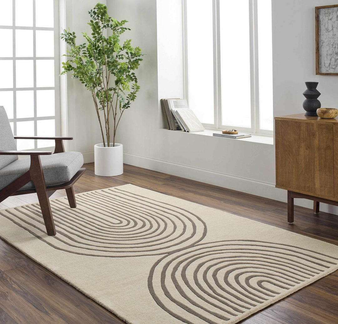 Fuat Contemporary Geometrical Beige And Brown Area Rug - The Rug Decor