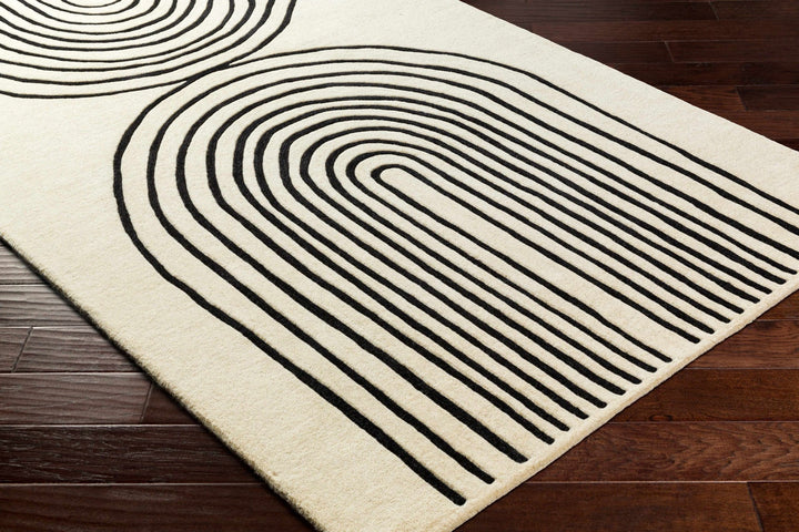 Fuat Hand - Tufted Contemporary Ivory And Black Rug - The Rug Decor