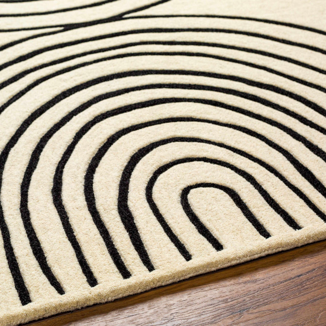 Fuat Hand - Tufted Contemporary Ivory And Black Rug - The Rug Decor