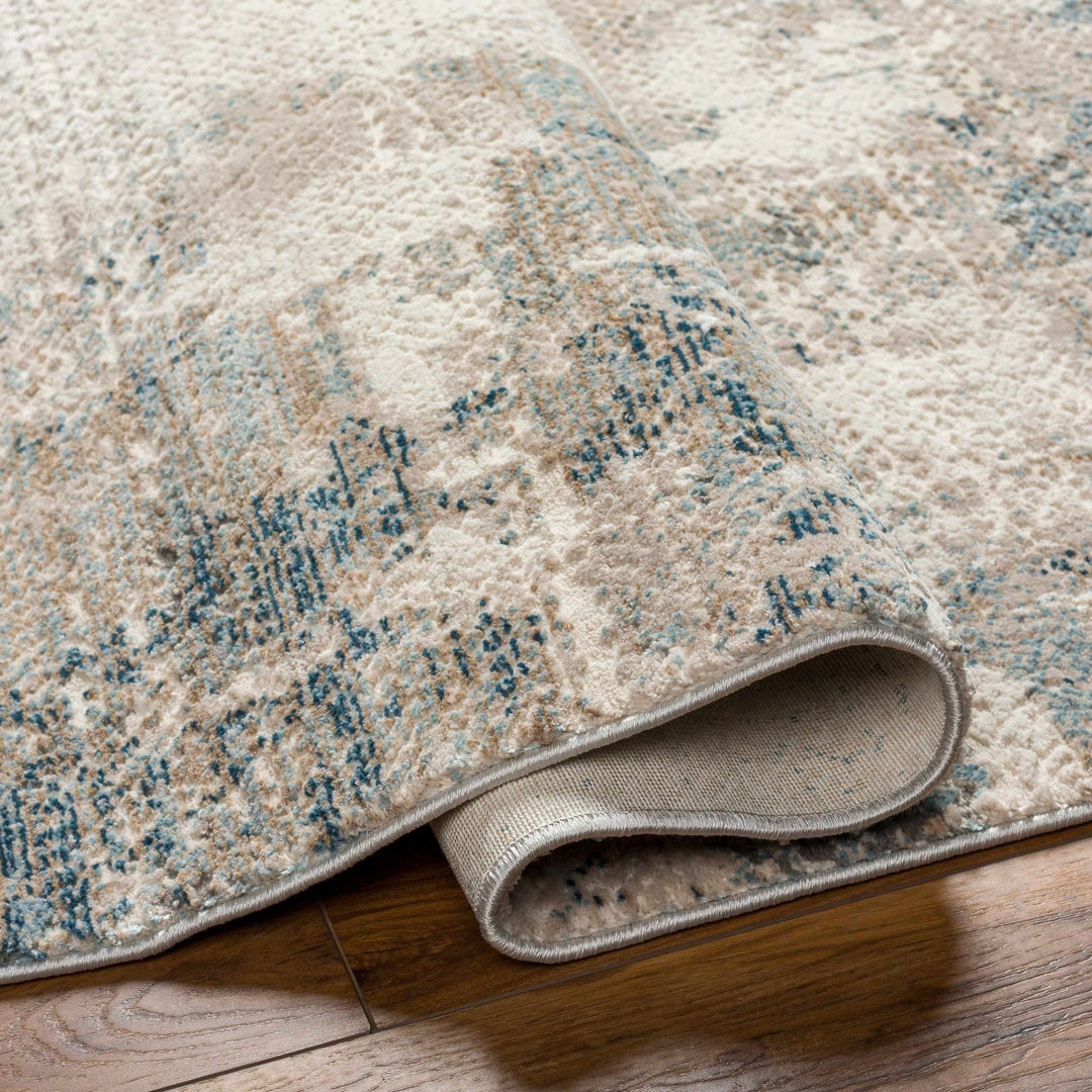 Funda Modern Abstract Design Beige And Blue Area Rug - The Rug Decor