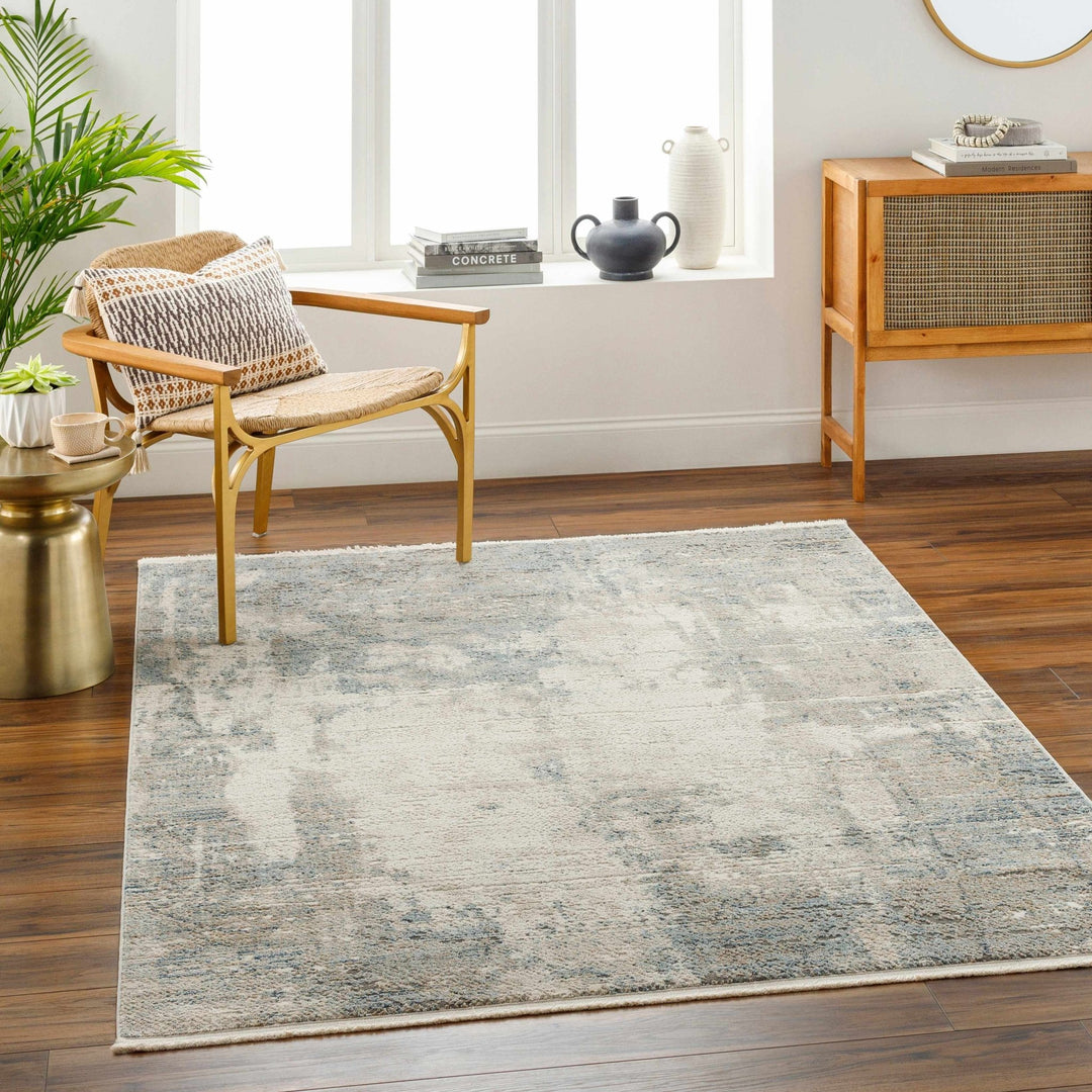 Funda Modern Abstract Design Beige And Blue Area Rug - The Rug Decor
