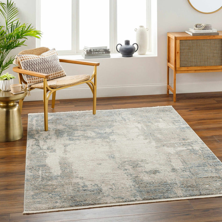 Funda Modern Abstract Design Beige And Blue Area Rug - The Rug Decor