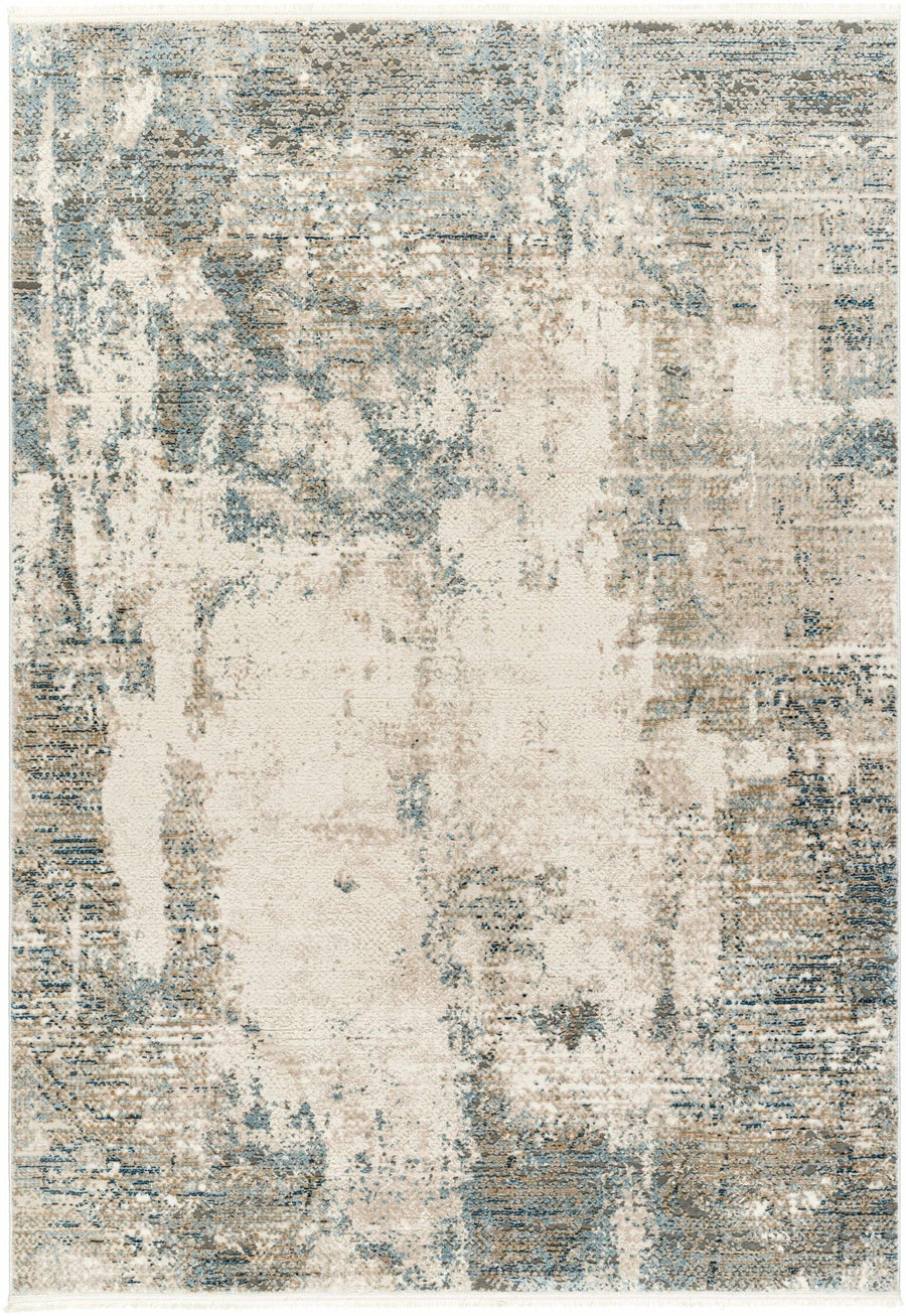 Funda Modern Abstract Design Beige And Blue Area Rug - The Rug Decor