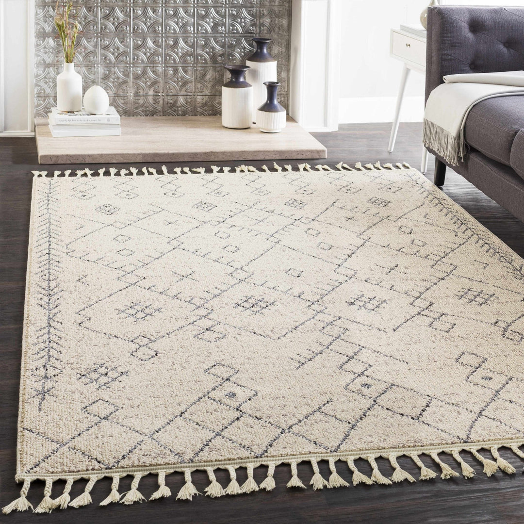 Furman Modern Geometrical Ivory And Gray Area Rug - The Rug Decor