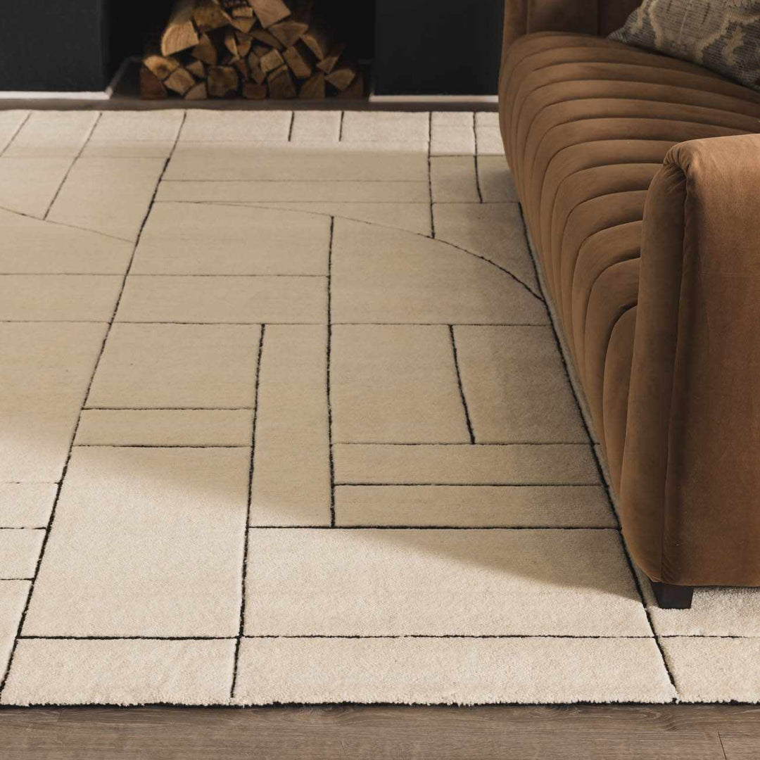 Fusao Ivory Contemporary Style Hand Tufted Wool Area Rug - The Rug Decor