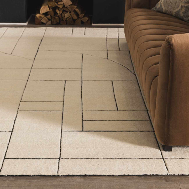 Fusao Ivory Contemporary Style Hand Tufted Wool Area Rug - The Rug Decor