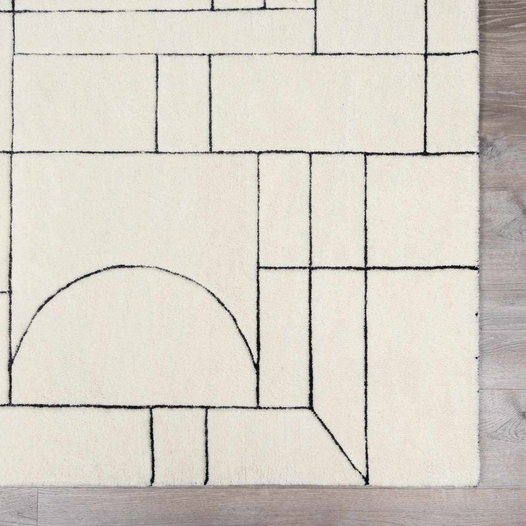 Fusao Ivory Contemporary Style Hand Tufted Wool Area Rug - The Rug Decor