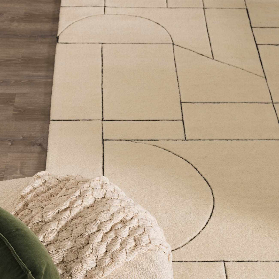 Fusao Ivory Contemporary Style Hand Tufted Wool Area Rug - The Rug Decor