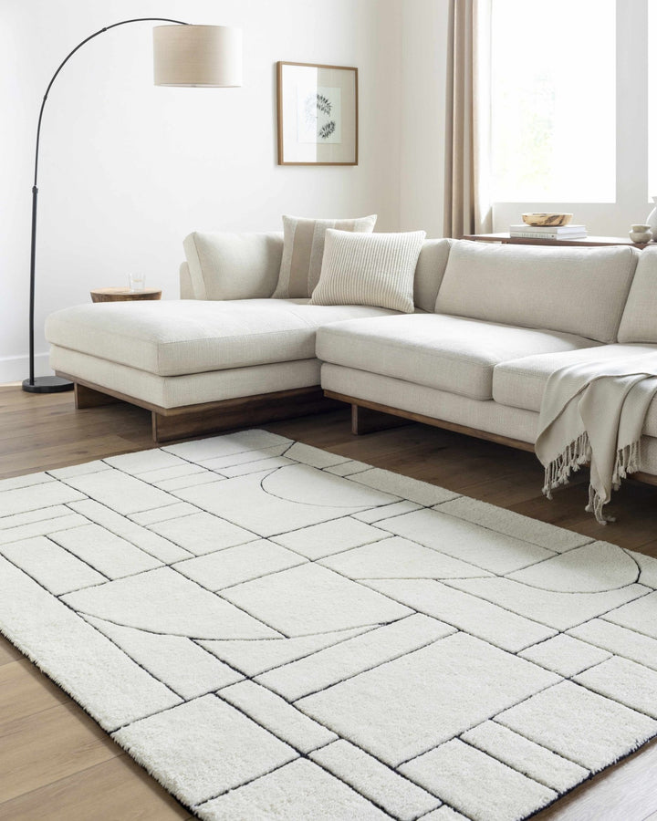 Fusao Ivory Contemporary Style Hand Tufted Wool Area Rug - The Rug Decor