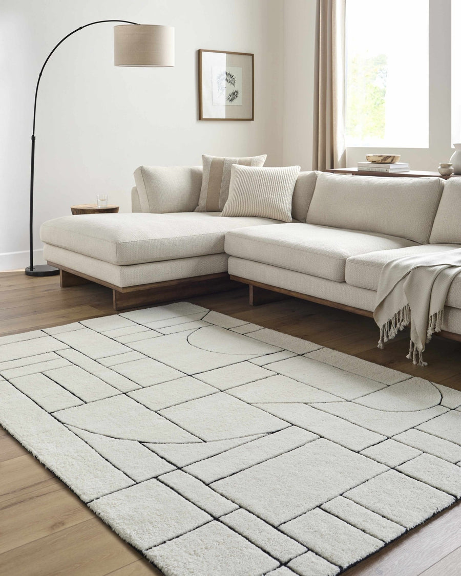 Fusao Ivory Contemporary Style Hand Tufted Wool Area Rug - The Rug Decor
