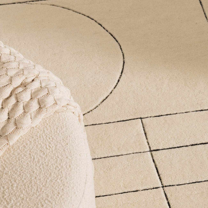 Fusao Ivory Contemporary Style Hand Tufted Wool Area Rug - The Rug Decor