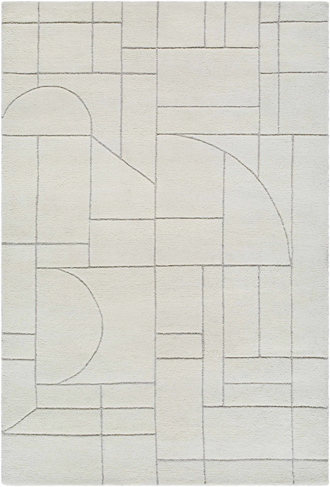 Fusao Modern Geometric Design Ivory Hand Tufted Wool Area Rug - The Rug Decor