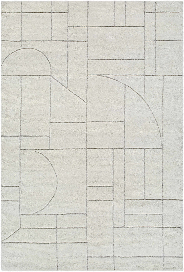 Fusao Modern Geometric Design Ivory Hand Tufted Wool Area Rug - The Rug Decor