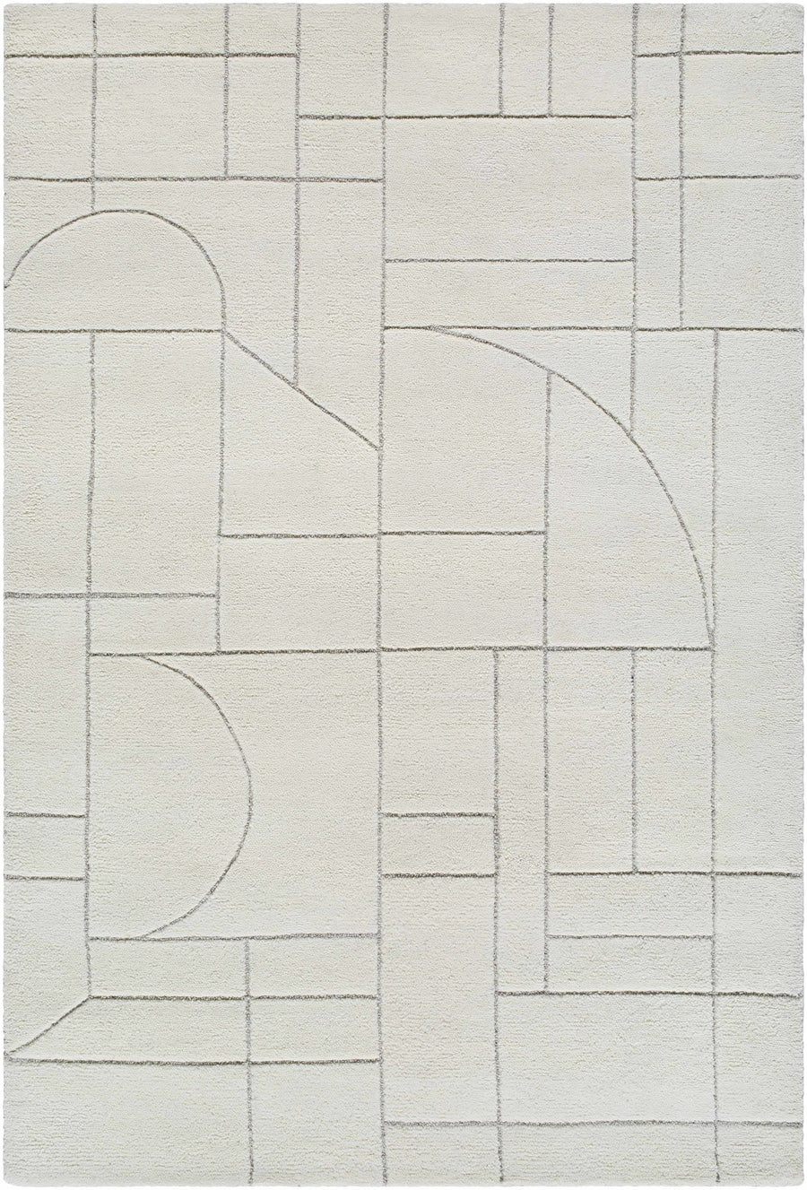 Fusao Modern Geometric Design Ivory Hand Tufted Wool Area Rug - The Rug Decor