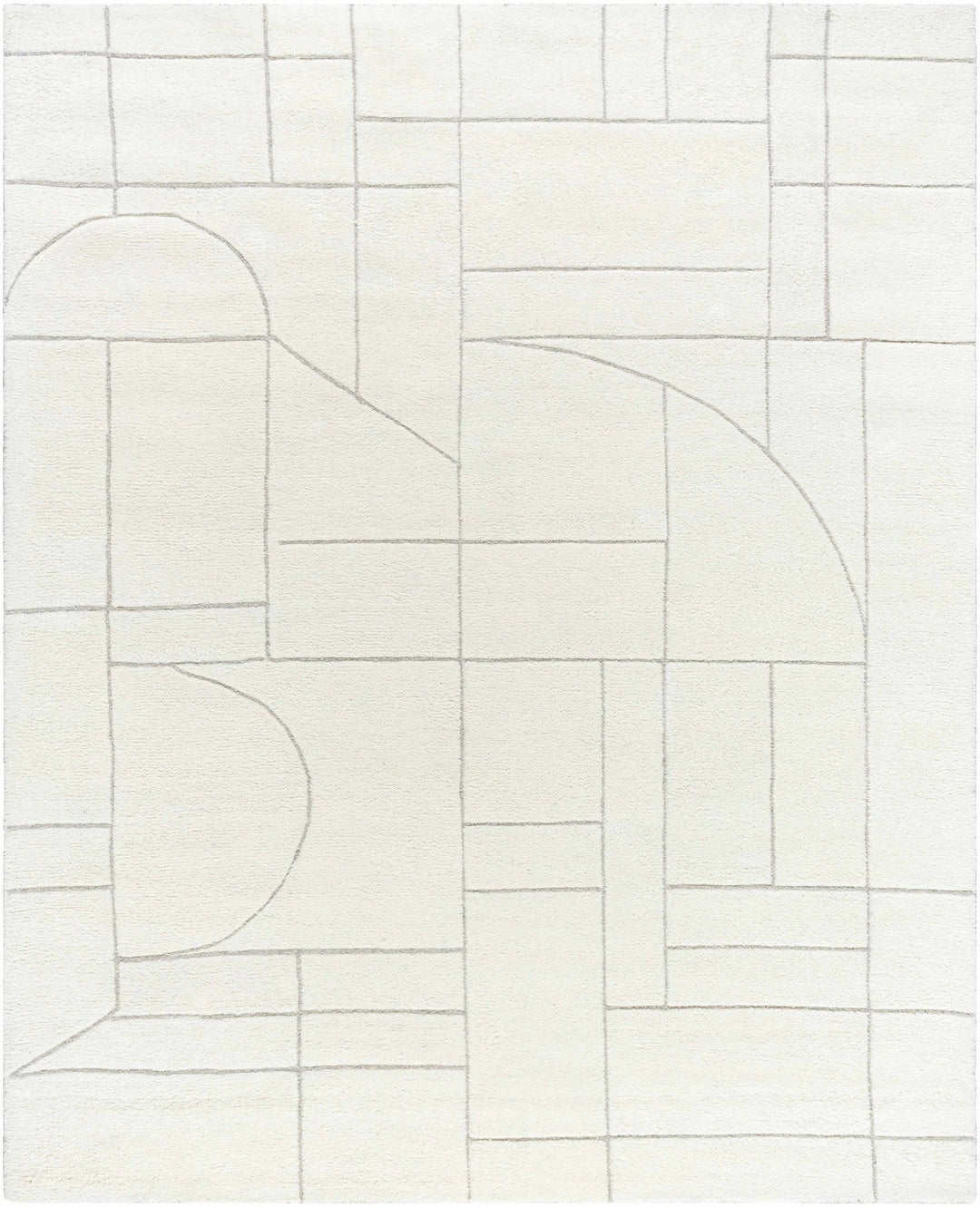 Fusao Modern Geometric Design Ivory Hand Tufted Wool Area Rug - The Rug Decor