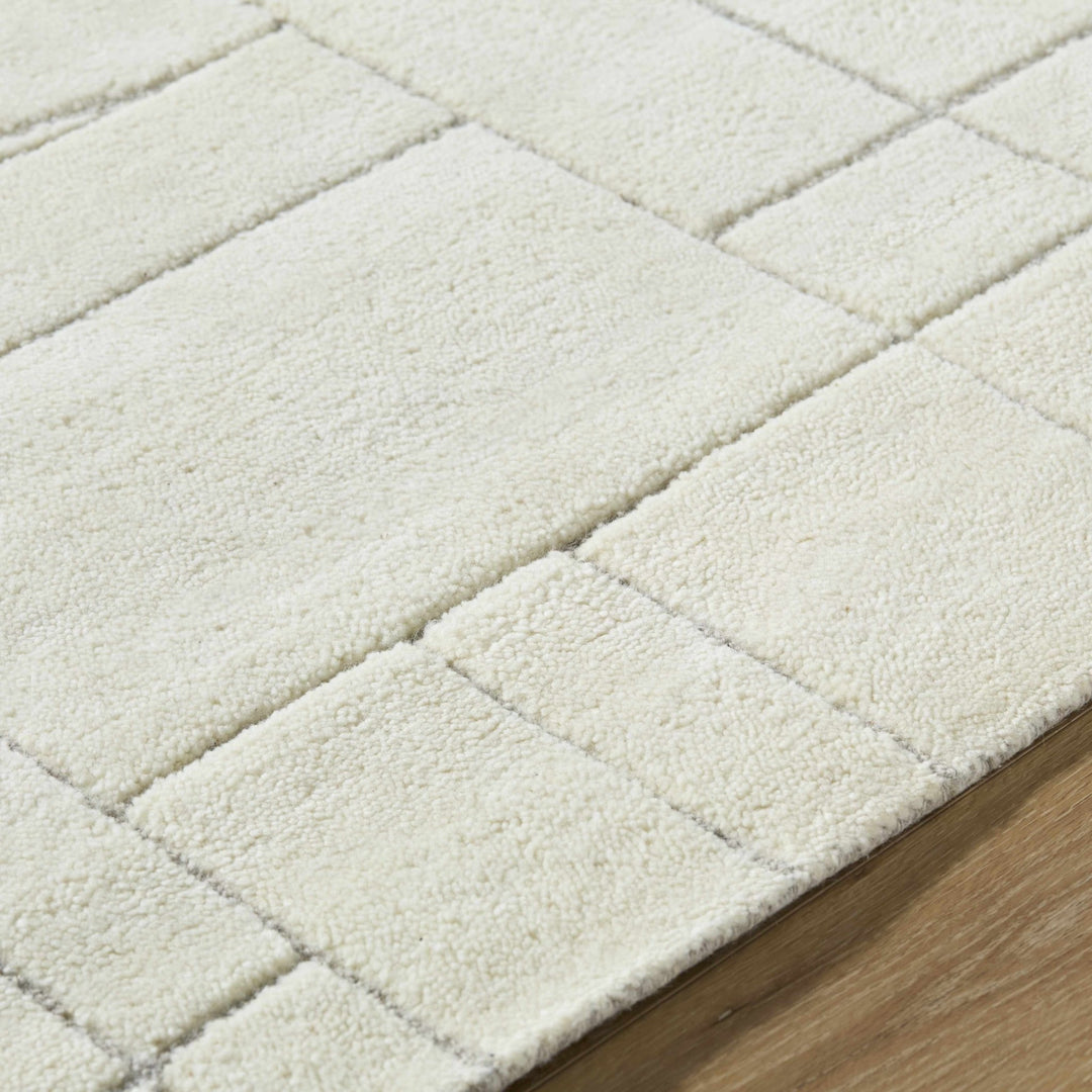Fusao Modern Geometric Design Ivory Hand Tufted Wool Area Rug - The Rug Decor