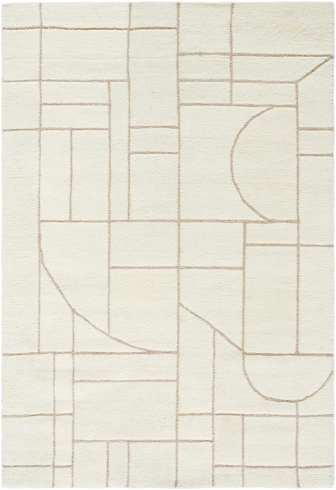 Fusao Modern Geometrical Design Ivory Area Rug - The Rug Decor